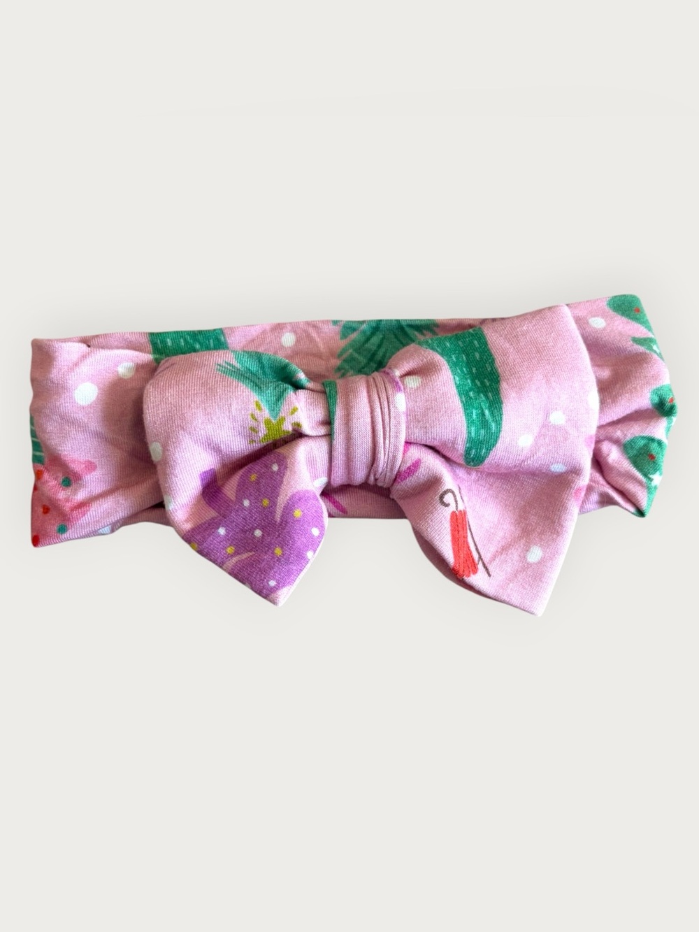 Little Sleepies Merry & Bright Pink Retired Christmas Bow Headband